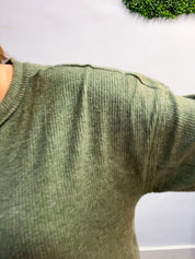 Meadow Ridge Drop Shoulder Sweater in Olive