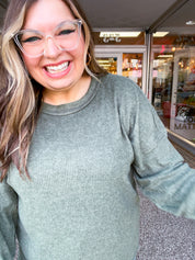 Meadow Ridge Drop Shoulder Sweater in Olive