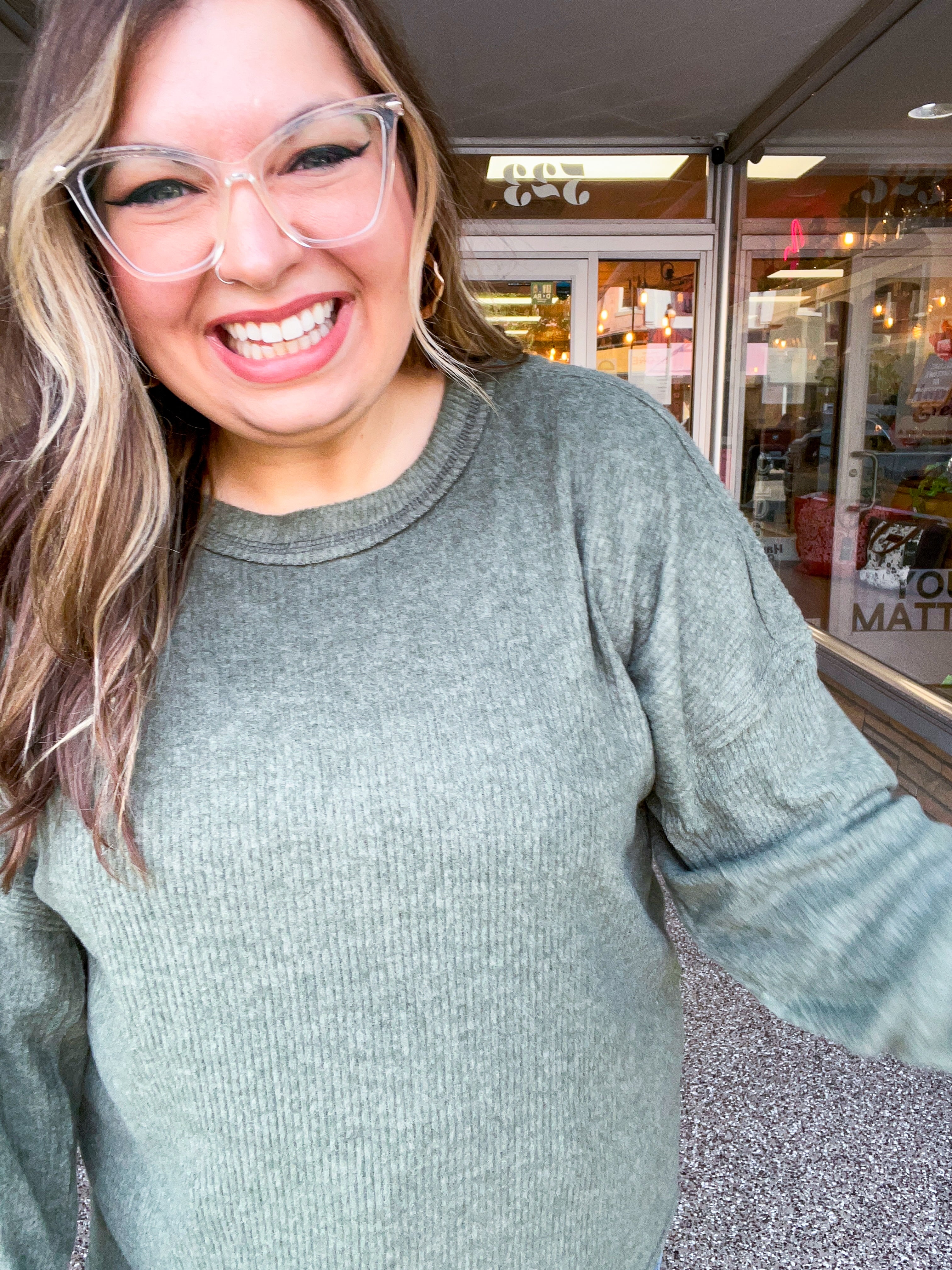 Meadow Ridge Drop Shoulder Sweater in Olive