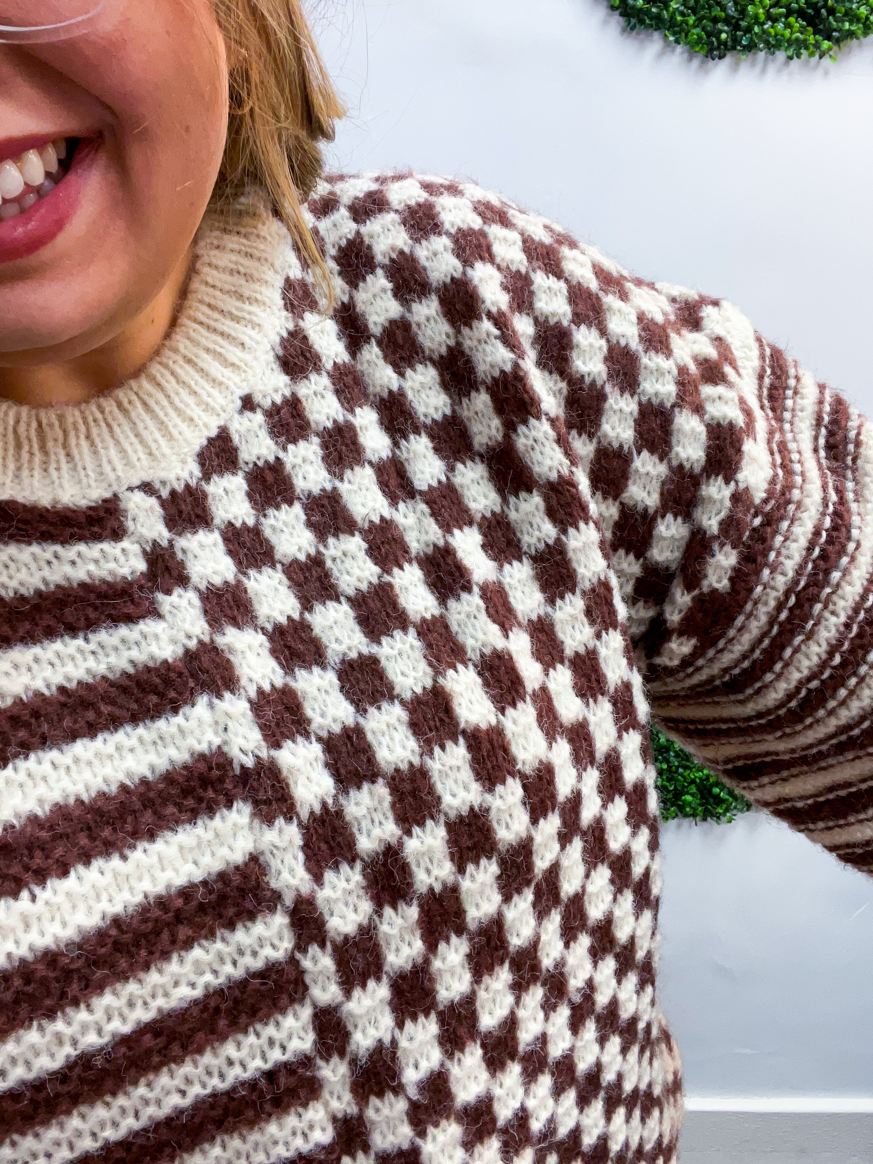 Pattern Play Sweater in Caramel & Ivory