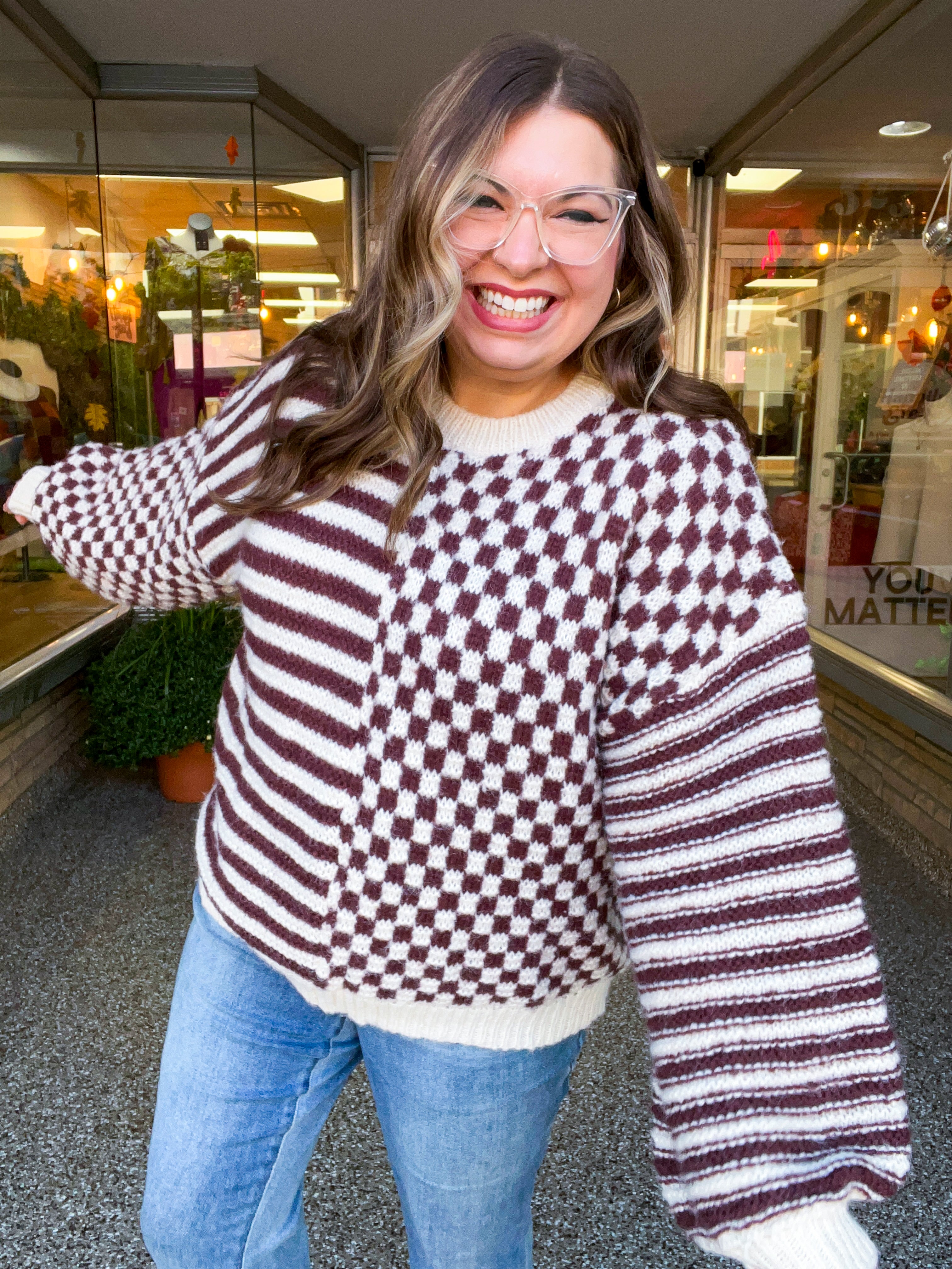 Pattern Play Sweater in Caramel & Ivory