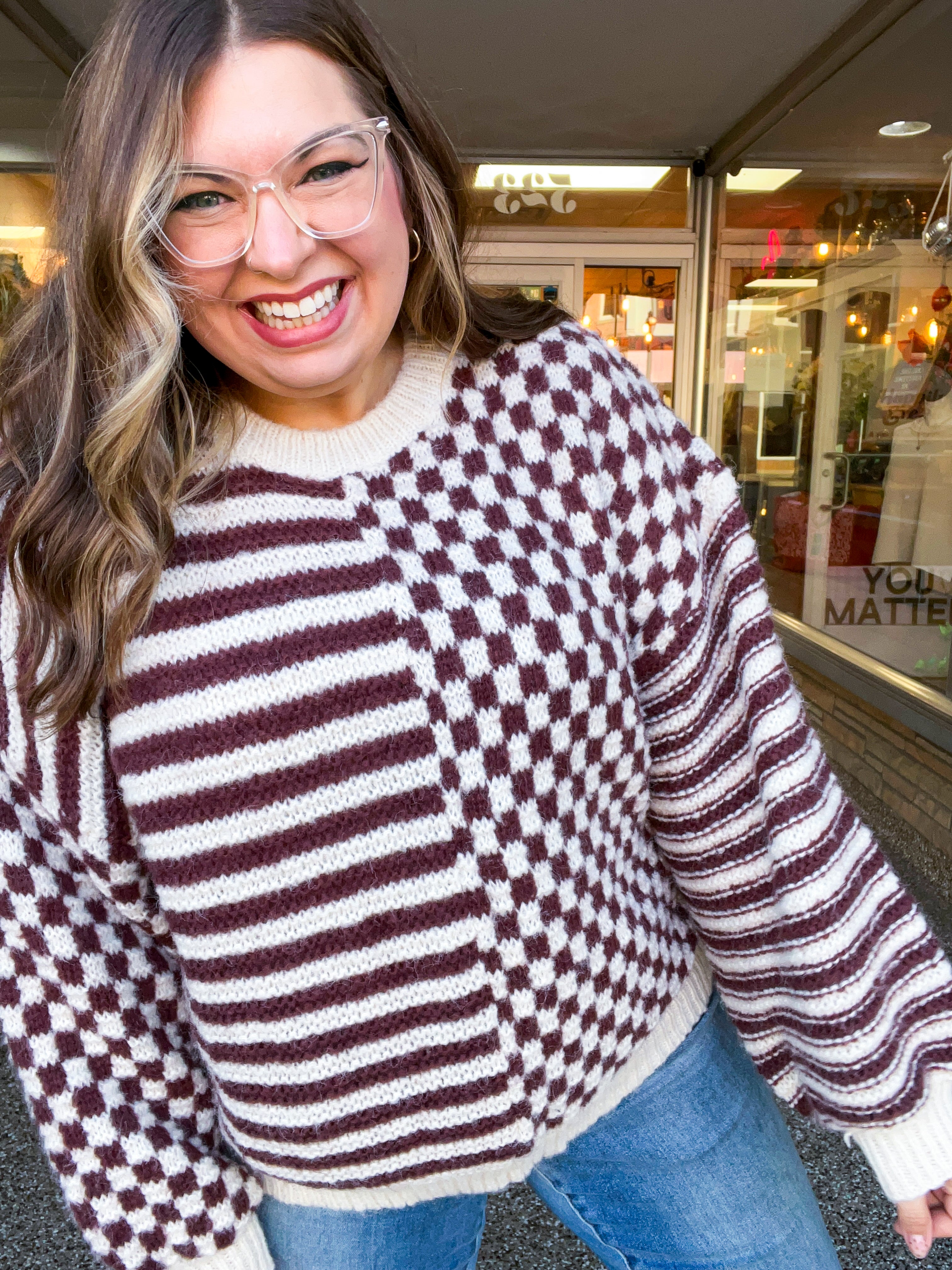 Pattern Play Sweater in Caramel & Ivory