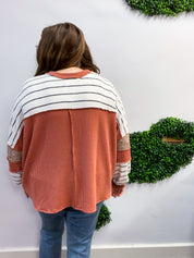 Paisley Patch Pullover in Rust