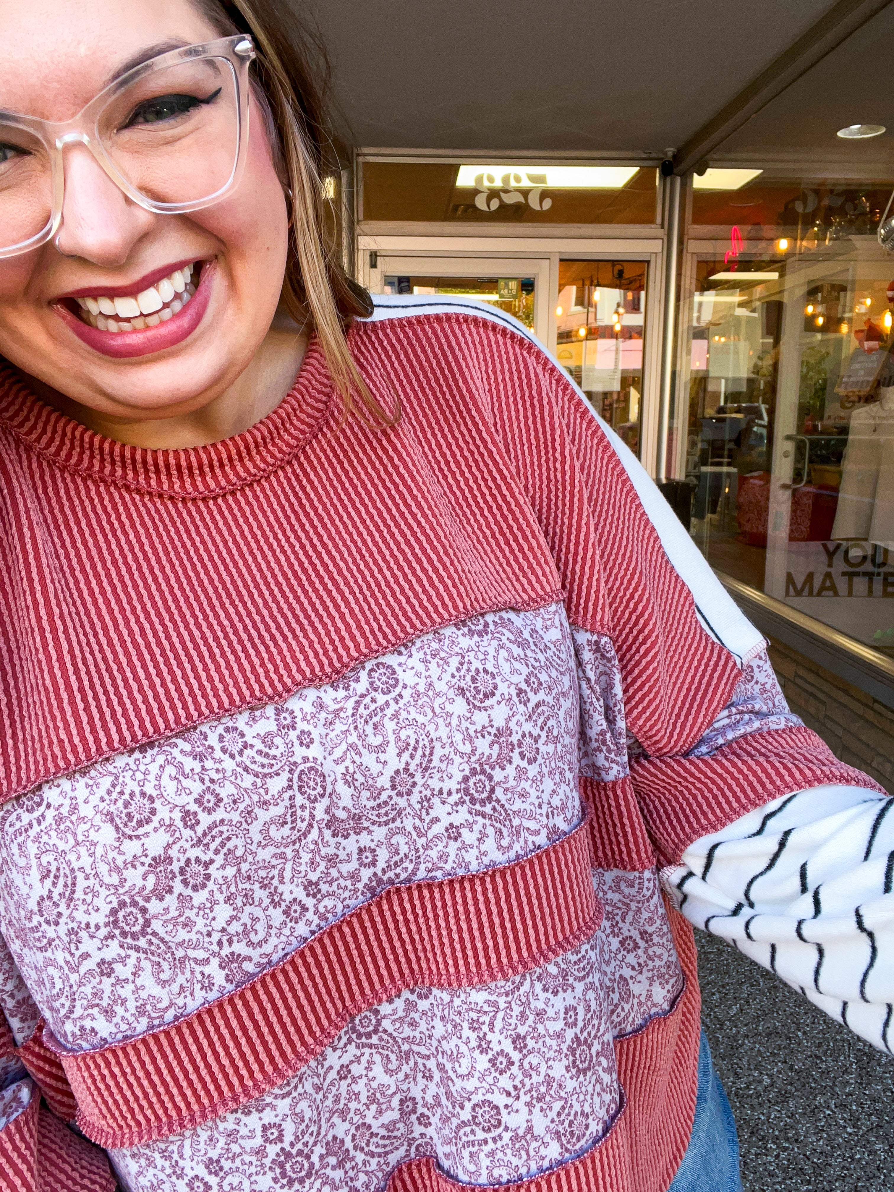 Paisley Patch Pullover in Rust