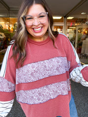 Paisley Patch Pullover in Rust