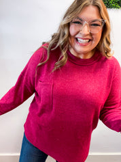 Pocketful of Cozy Hacci Sweater in Cabernet