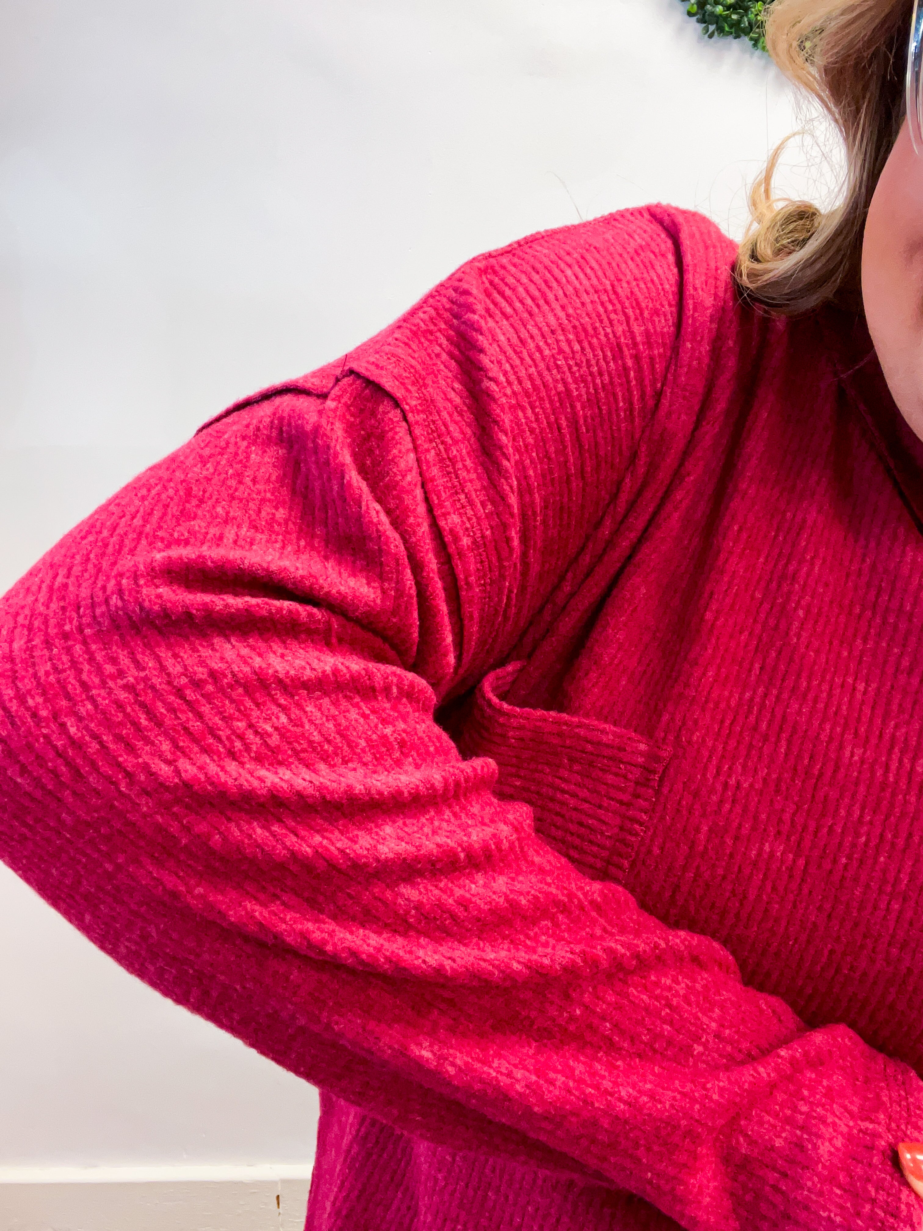 Pocketful of Cozy Hacci Sweater in Cabernet
