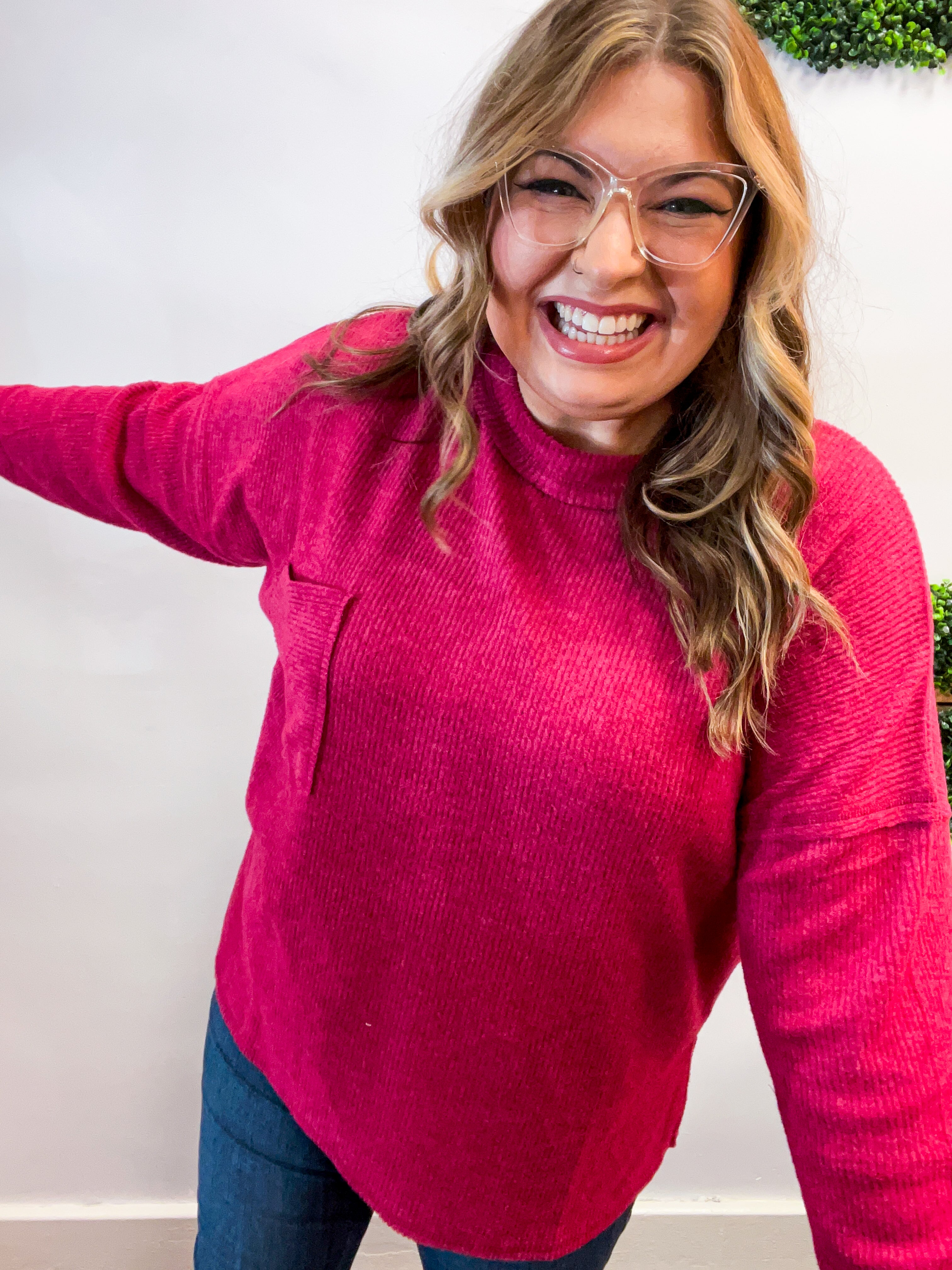 Pocketful of Cozy Hacci Sweater in Cabernet