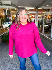 Pocketful of Cozy Hacci Sweater in Cabernet