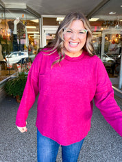 Pocketful of Cozy Hacci Sweater in Cabernet