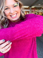 Pocketful of Cozy Hacci Sweater in Cabernet