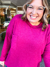 Pocketful of Cozy Hacci Sweater in Cabernet