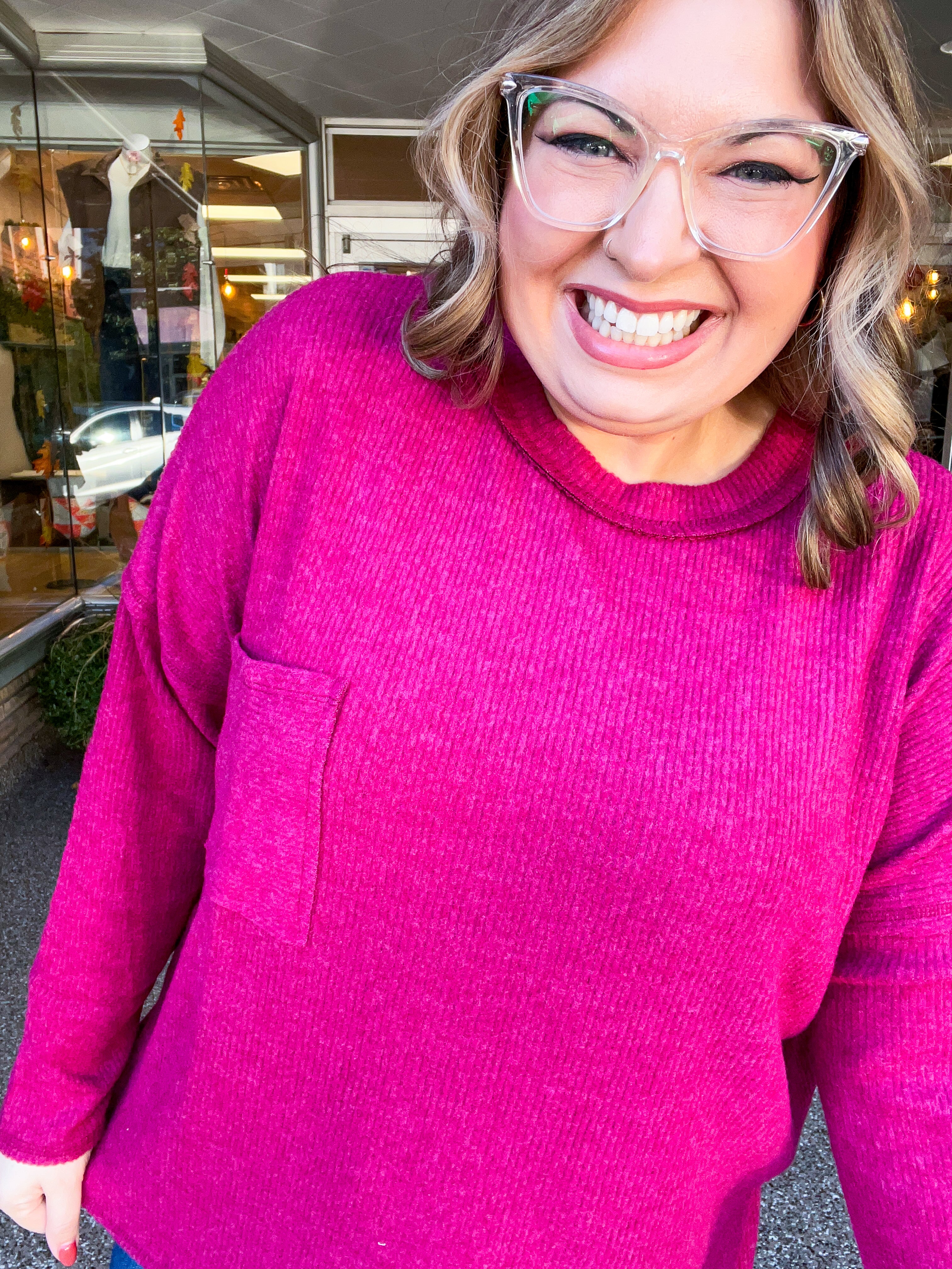 Pocketful of Cozy Hacci Sweater in Cabernet