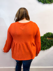Waffle Weather Babydoll Top in Rust