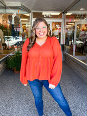 Waffle Weather Babydoll Top in Rust