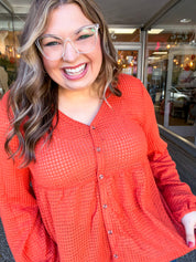 Waffle Weather Babydoll Top in Rust