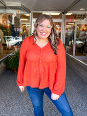 Waffle Weather Babydoll Top in Rust