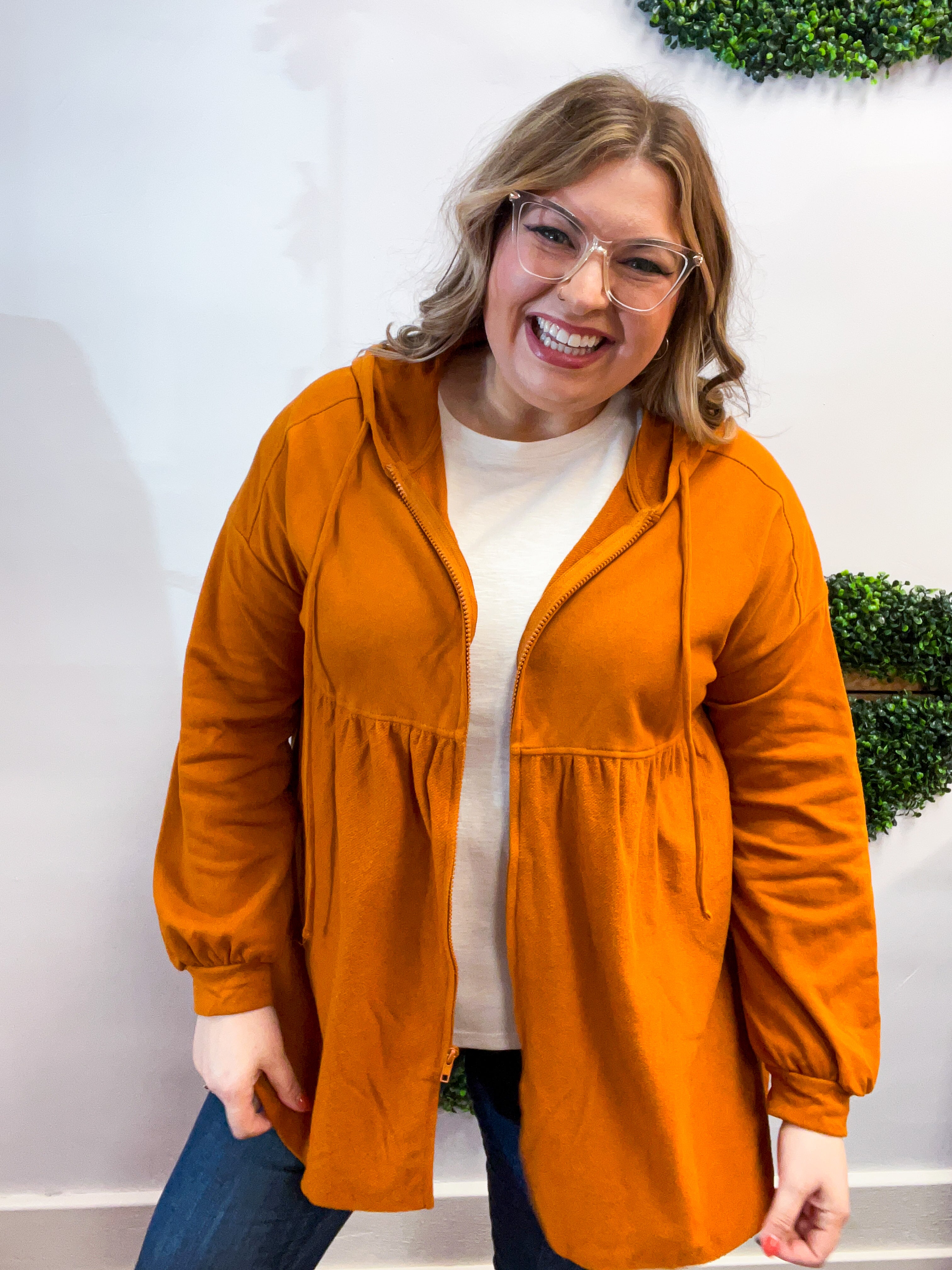 Swing Into Cozy Zip Hoodie in Rust