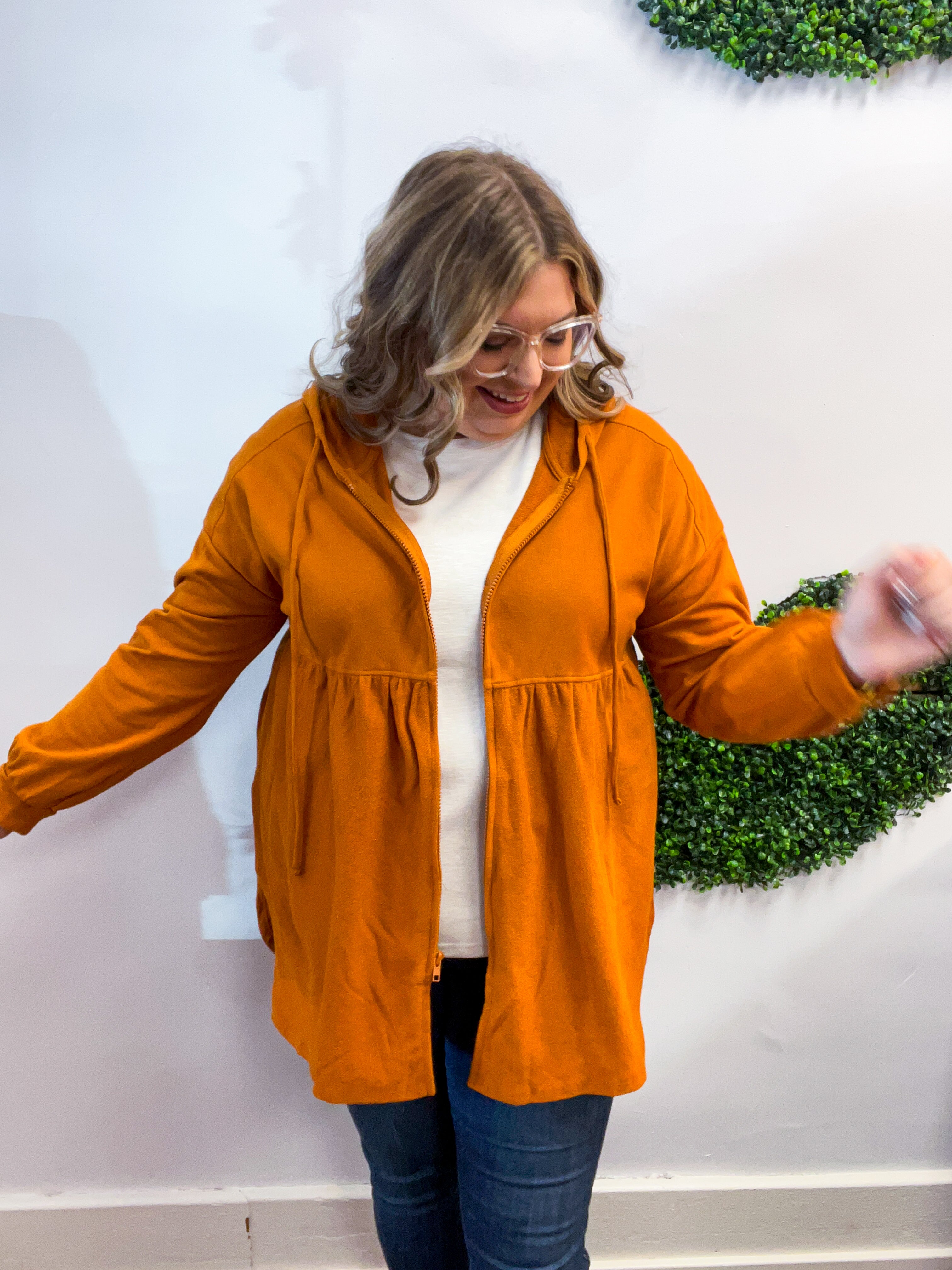 Swing Into Cozy Zip Hoodie in Rust