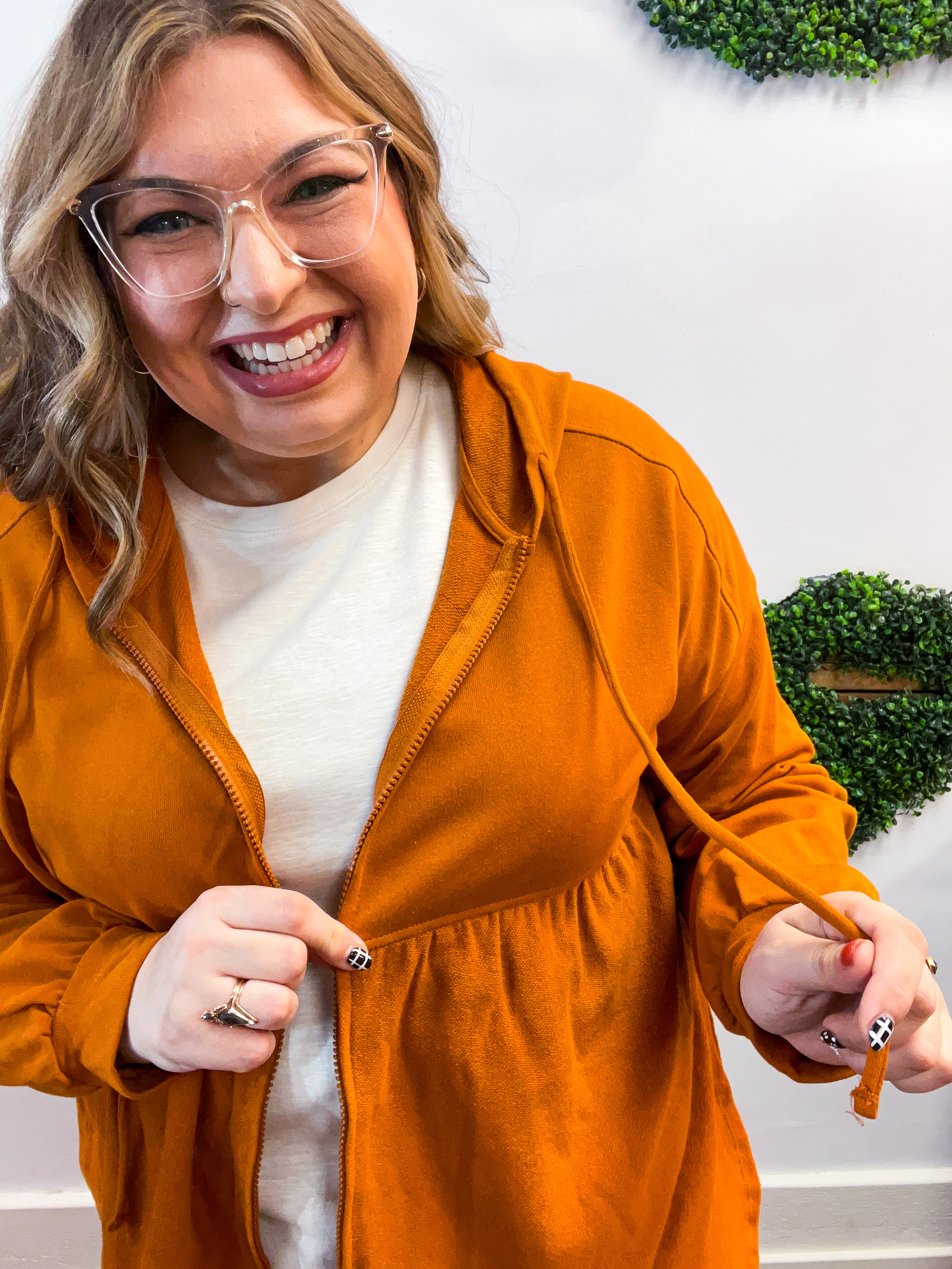 Swing Into Cozy Zip Hoodie in Rust