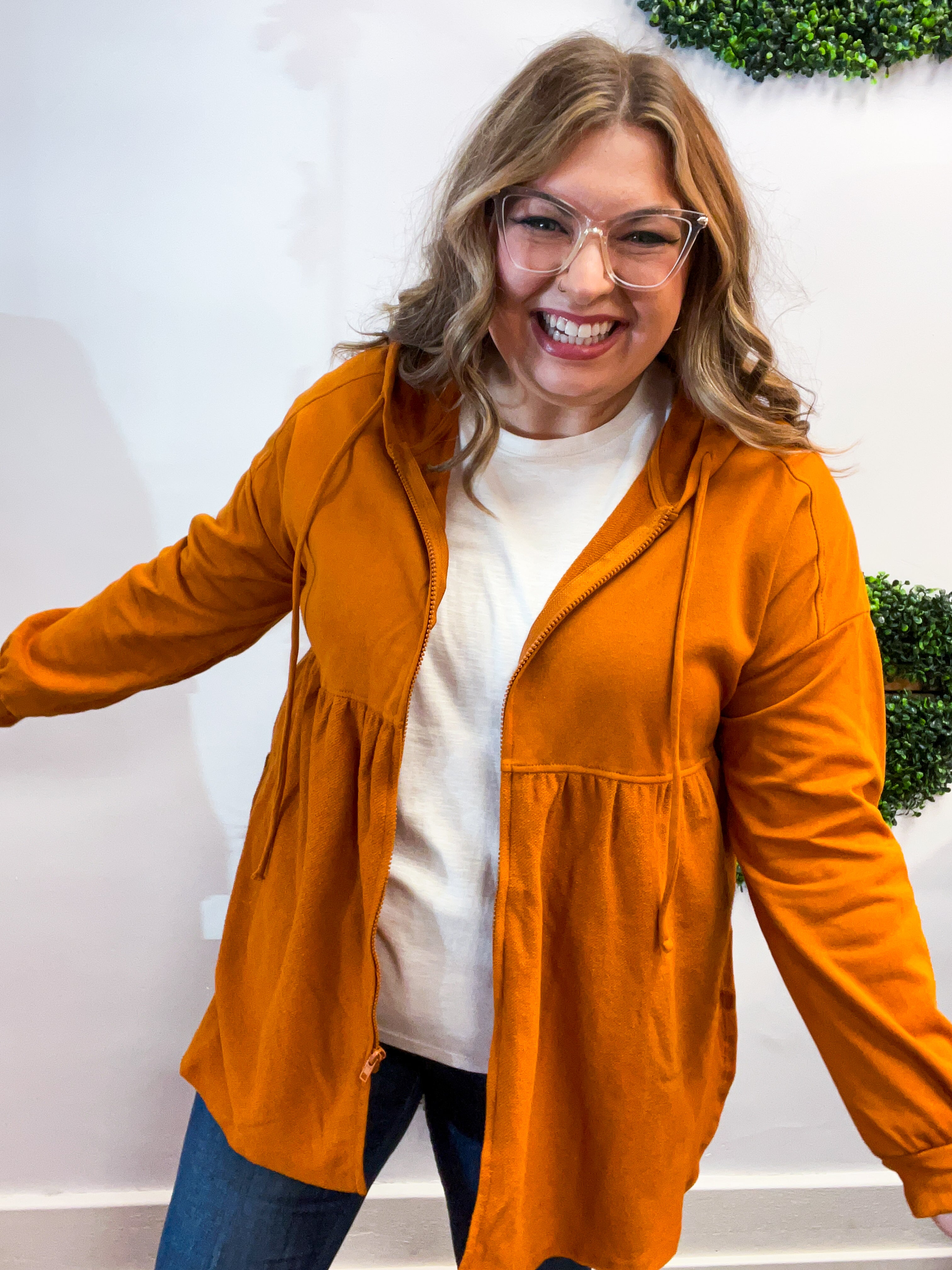 Swing Into Cozy Zip Hoodie in Rust