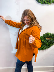 Swing Into Cozy Zip Hoodie in Rust