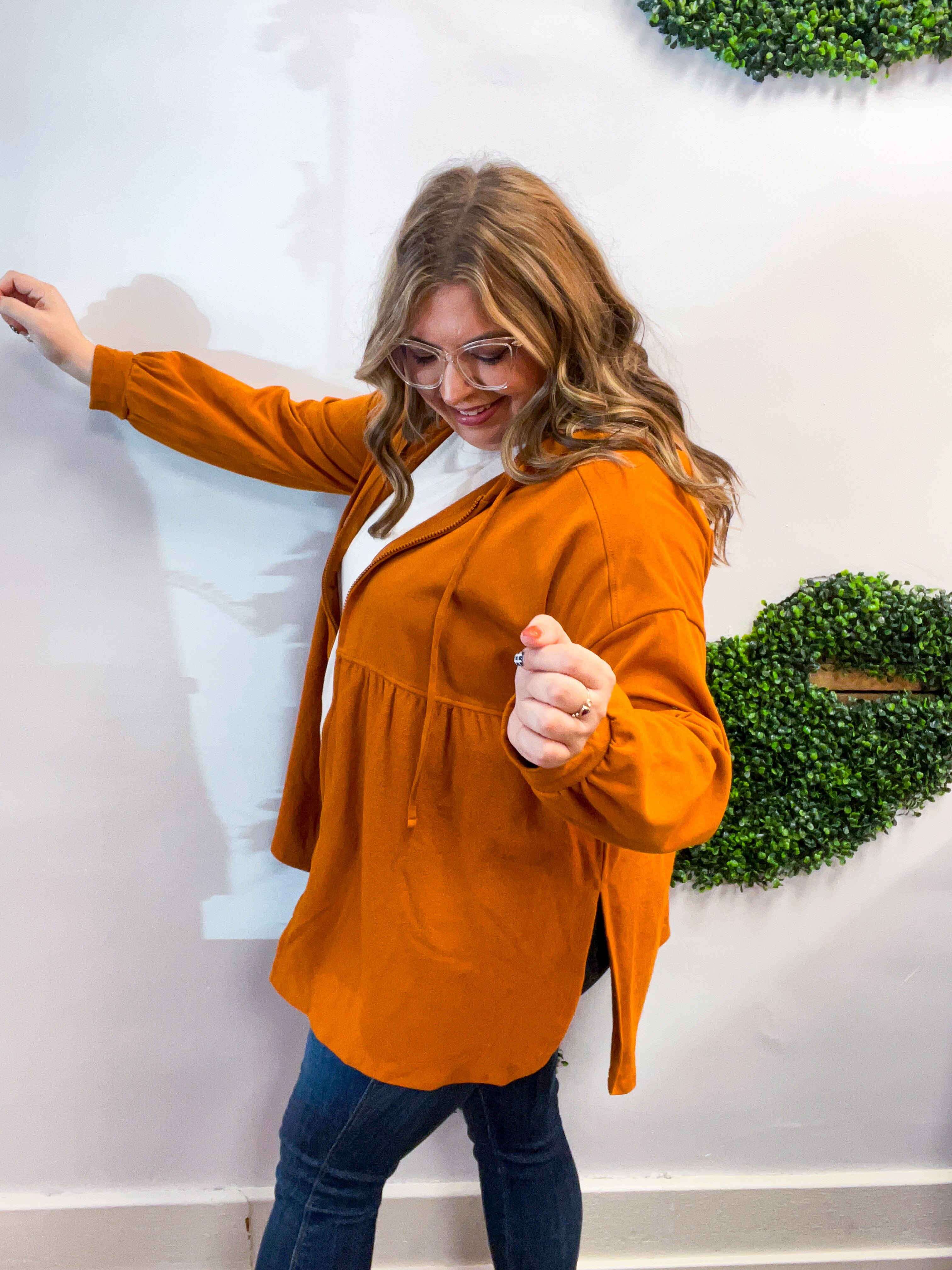 Swing Into Cozy Zip Hoodie in Rust