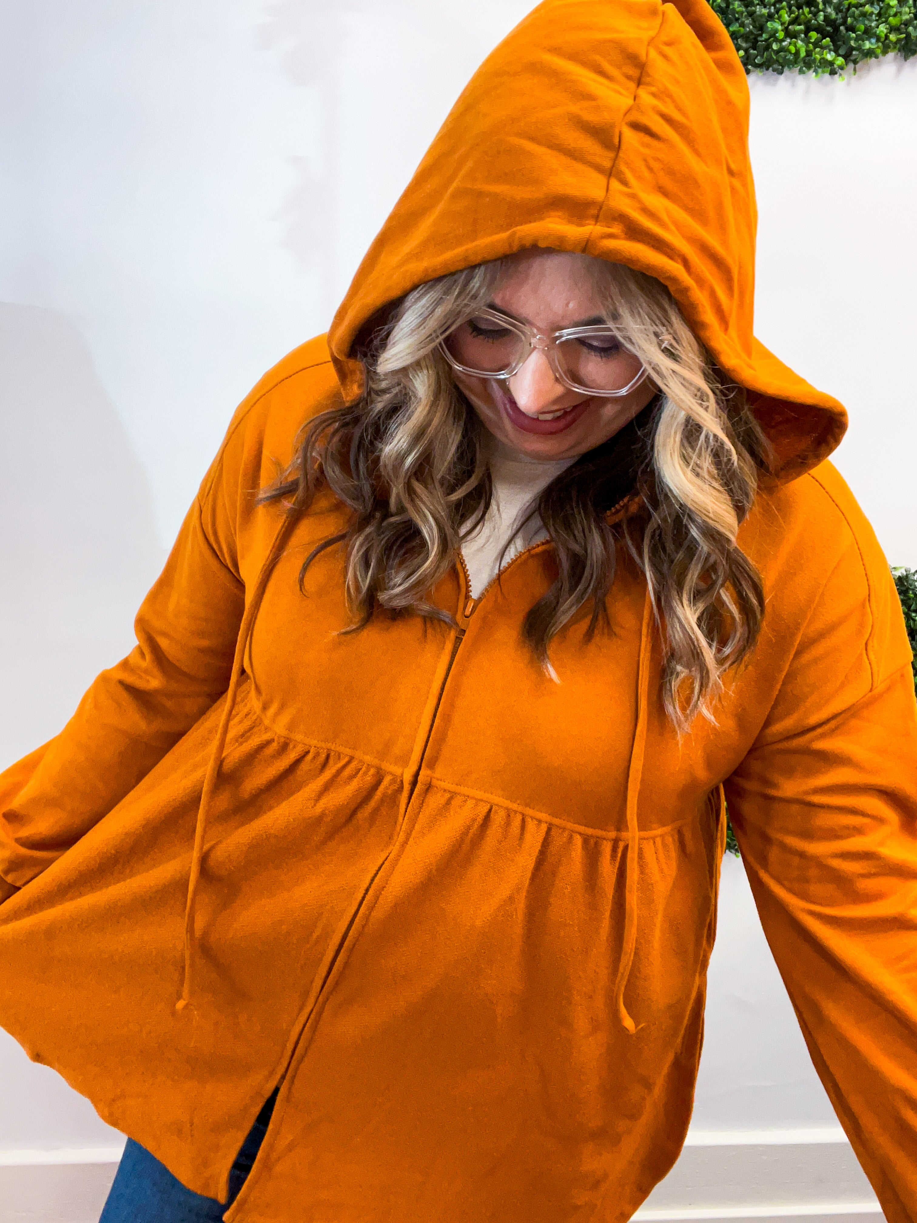 Swing Into Cozy Zip Hoodie in Rust