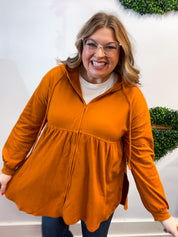 Swing Into Cozy Zip Hoodie in Rust