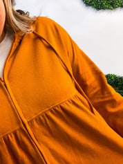 Swing Into Cozy Zip Hoodie in Rust
