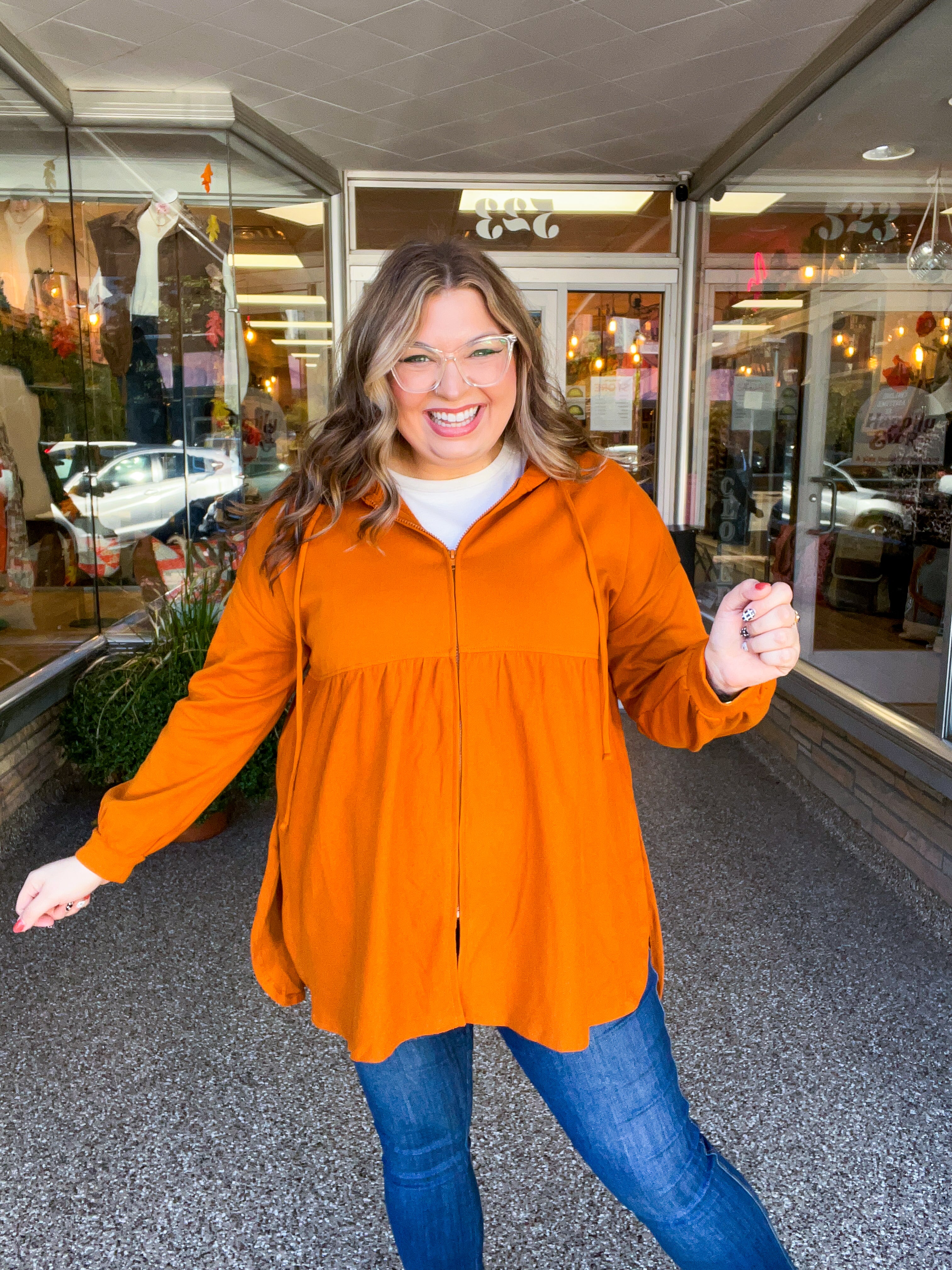 Swing Into Cozy Zip Hoodie in Rust