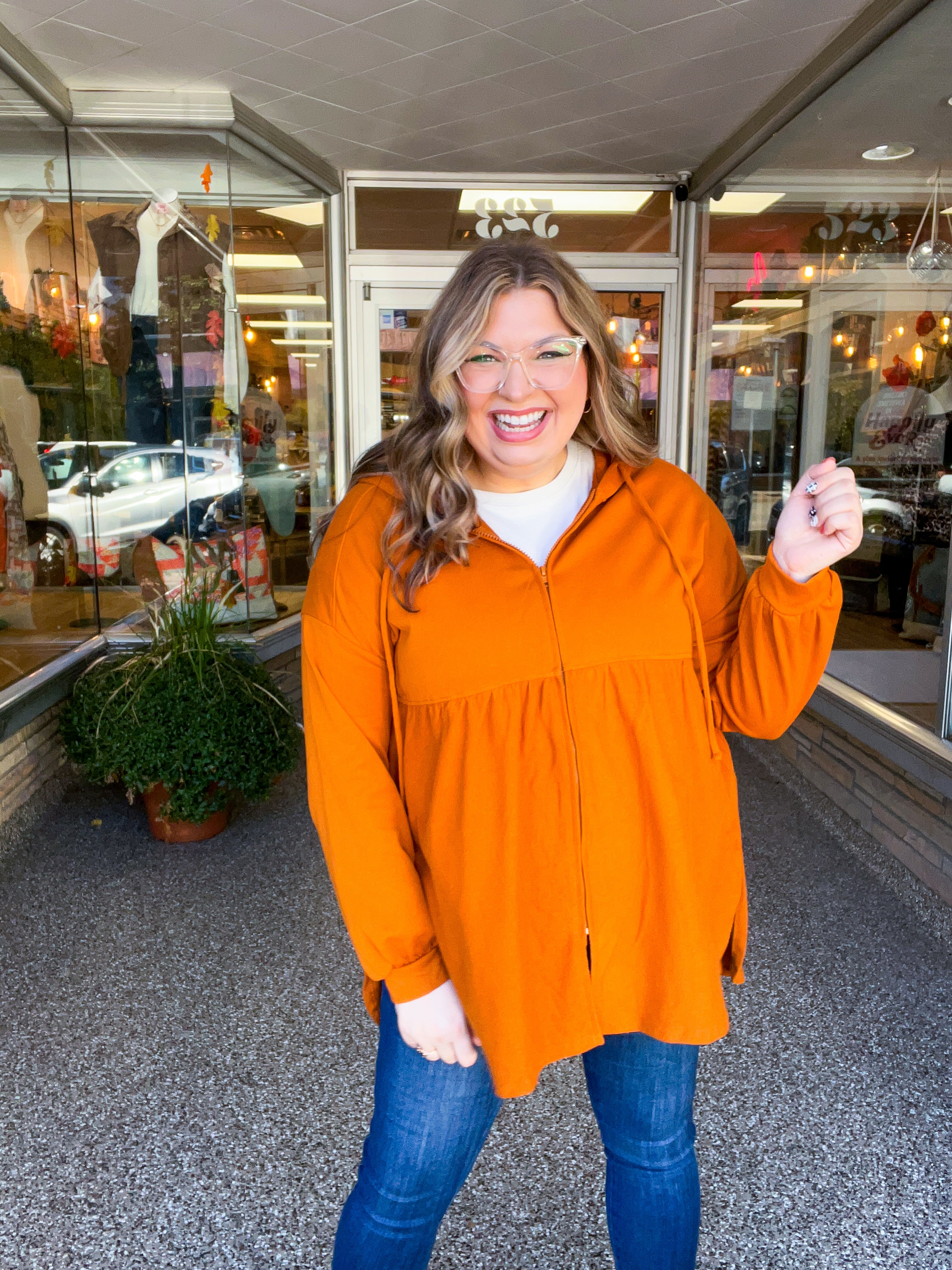 Swing Into Cozy Zip Hoodie in Rust