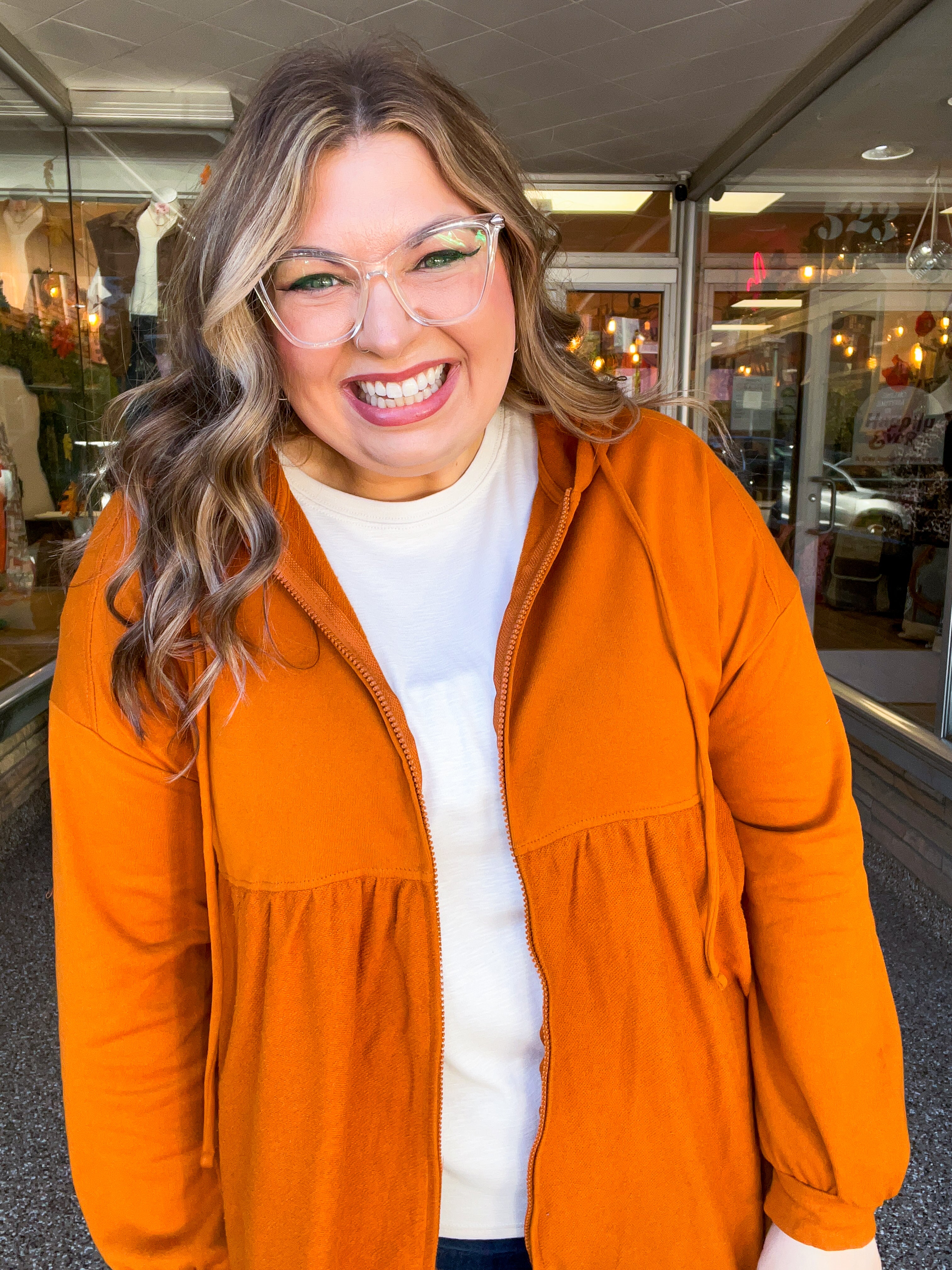 Swing Into Cozy Zip Hoodie in Rust