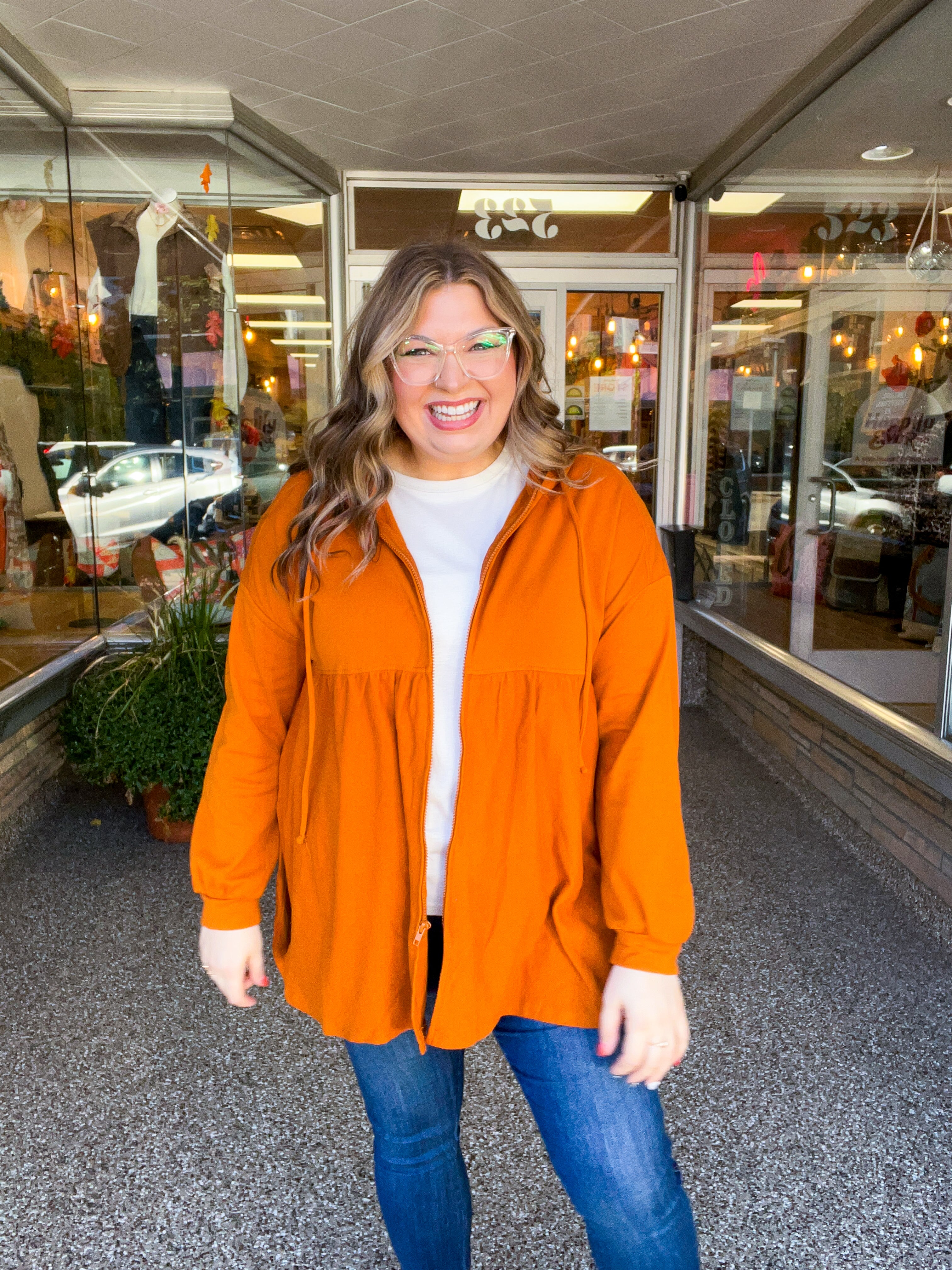 Swing Into Cozy Zip Hoodie in Rust