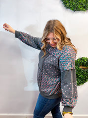 Ditsy Petals Patch Top in Charcoal