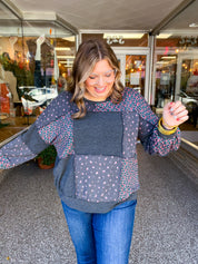 Ditsy Petals Patch Top in Charcoal