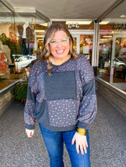 Ditsy Petals Patch Top in Charcoal