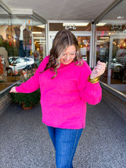 Meadow Ridge Drop Shoulder Sweater in Hot Pink