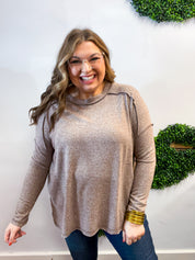 Seams Just Right Long Sleeve Top in Brown