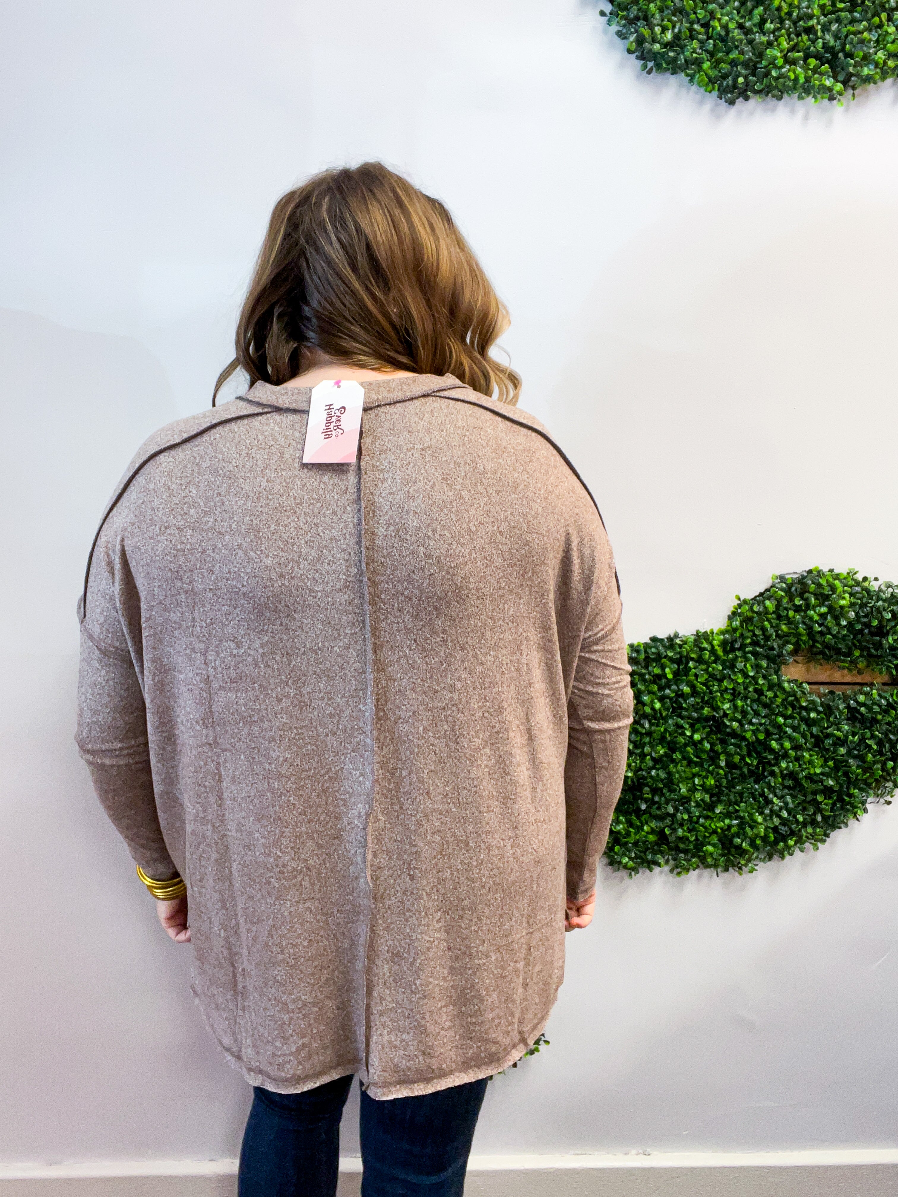 Seams Just Right Long Sleeve Top in Brown