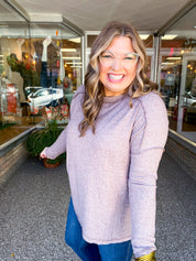 Seams Just Right Long Sleeve Top in Brown