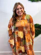 Boho Harvest Patchwork Dress