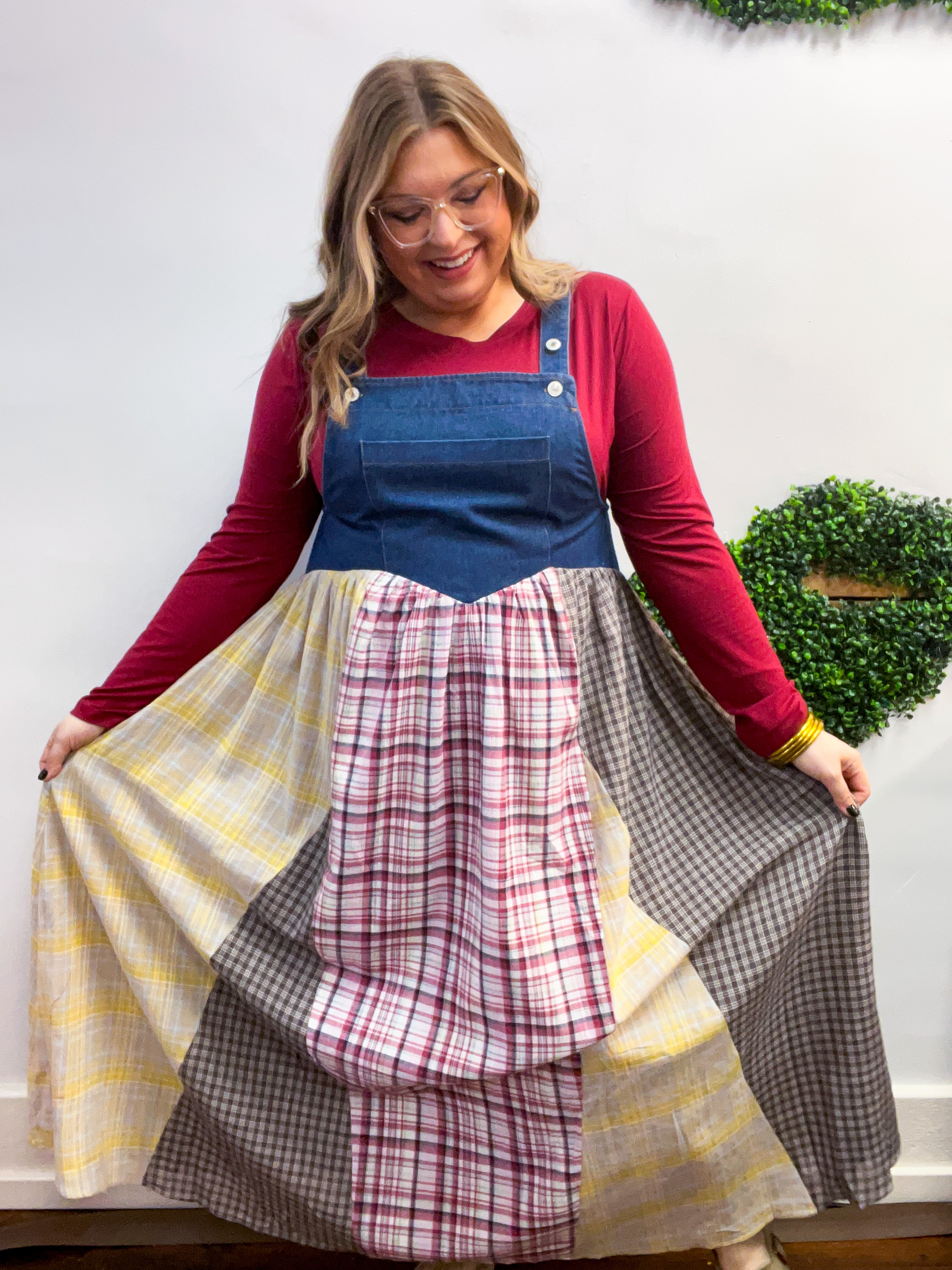 Prairie Belle Patchwork Overall Dress