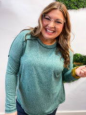 Seams Just Right Long Sleeve Top in Hunter Green