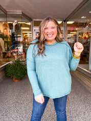 Seams Just Right Long Sleeve Top in Hunter Green