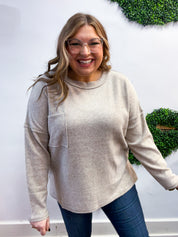 Pocketful of Cozy Hacci Sweater in Heathered Mocha