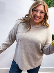 Pocketful of Cozy Hacci Sweater in Heathered Mocha