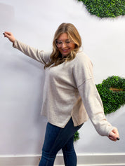 Pocketful of Cozy Hacci Sweater in Heathered Mocha