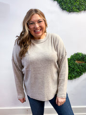 Pocketful of Cozy Hacci Sweater in Heathered Mocha