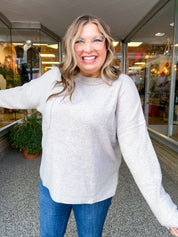 Pocketful of Cozy Hacci Sweater in Heathered Mocha